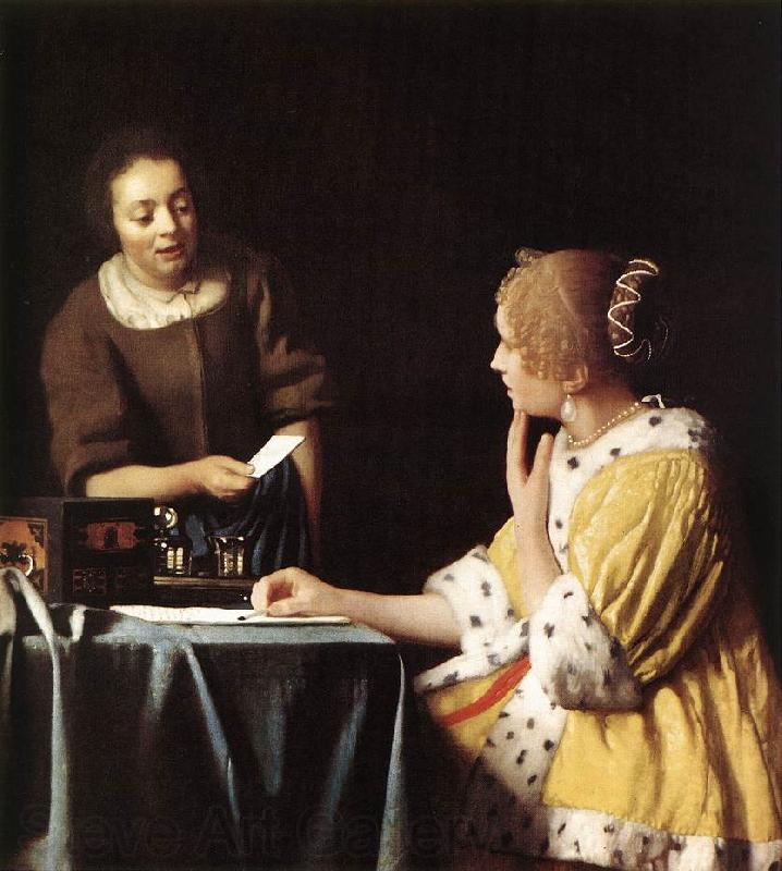 VERMEER VAN DELFT, Jan Lady with Her Maidservant Holding a Letter wetr Germany oil painting art